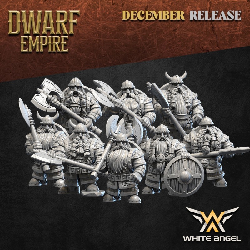 Great Dwarf Warrior x 7 + cmd - Bigusson - Druk 3D - White Angels Great Dwarf Warrior x 7 + cmd - Bigusson - Druk 3D - White Angels