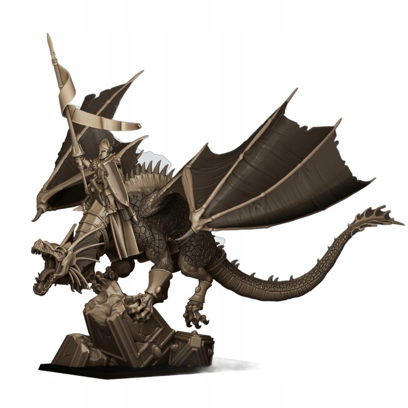 Aegean Elf Prince on Dragon - Bigusson - druk 3d - Highlands Miniatures