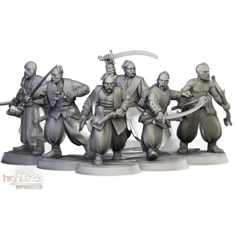 Harbor Cossacks x7 + cmd - Druk 3d - Highlands Miniatures