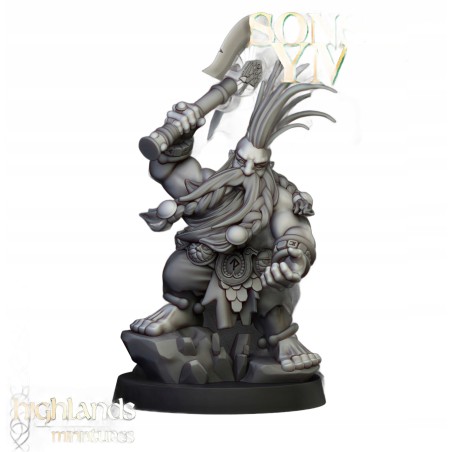 Dwarf Demonseeker Male Scenic Base - Bigusson - Highlands Miniatures