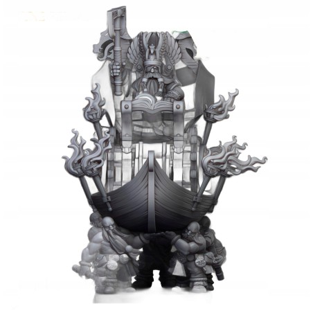 Dwarf King on Throne - Bigusson - Druk 3d - Highlands Miniatures
