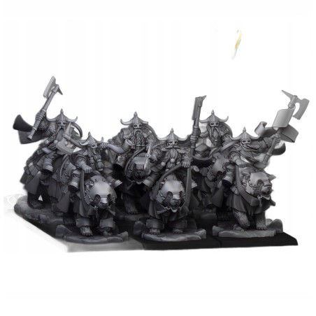 Heavy Dwarf Cavalry x7 + 3 cmd - Bigusson - Druk 3d - Highlands Miniatures