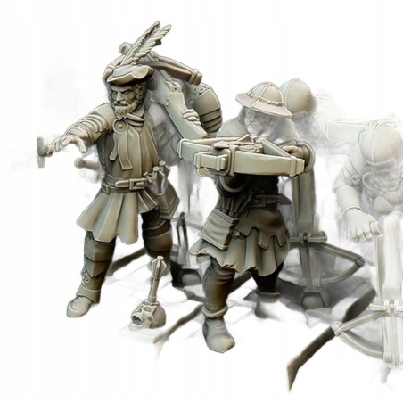 Medieval Crossbowmen Unit x 5 - Druk 3d - Bigusson - Highlands Miniatures