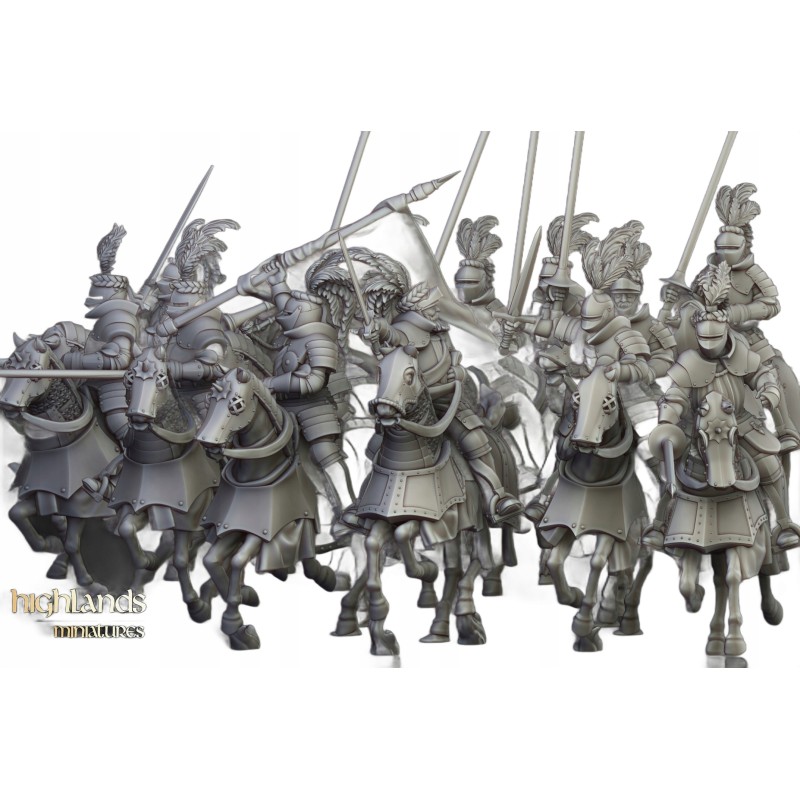 Sunland Knights on Horse x 2 + 3 cmd - druk 3d - Highlands Miniatures