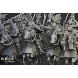 Sunland Knights on Horse x 2 + 3 cmd - druk 3d - Highlands Miniatures