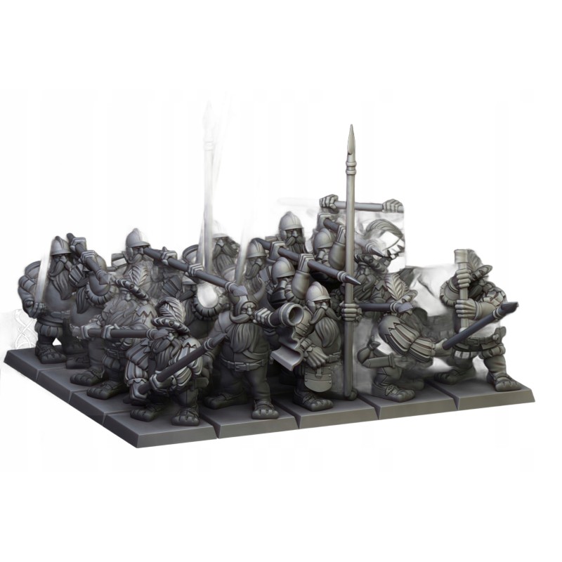 Dwarf Pikemen Unit x10 regular - Bigusson - Druk 3d - Highlands Miniatures