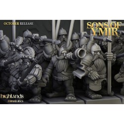 Dwarf Pikemen Unit x10 regular - Bigusson - Druk 3d - Highlands Miniatures