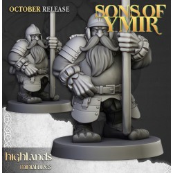 Dwarf Pikemen Unit x7 + 3 cmd - Bigusson - Druk 3d - Highlands Miniatures