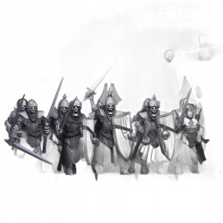 Skeletal Guard with hand weapons and shields x7 + CMD-Highlands Miniatures