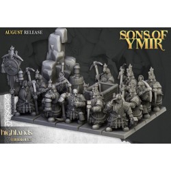 Dwarfs Miners Unit x7 + command - Bigusson - Druk 3d- Highlands Miniatures