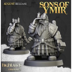 Dwarfs Miners Unit x7 + command - Bigusson - Druk 3d- Highlands Miniatures