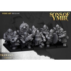 Dwarf Firespitters x7 + command - Bigusson - Druk 3d- Highlands Miniatures