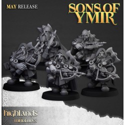 Dwarf Rangers x7 + command group - Bigusson- Druk 3d- Highlands Miniatures