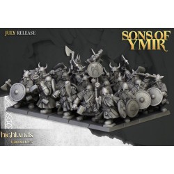 Dwarfs Warriors Unit x7 + cmd - Bigusson - Druk 3d - Highlands Miniatures