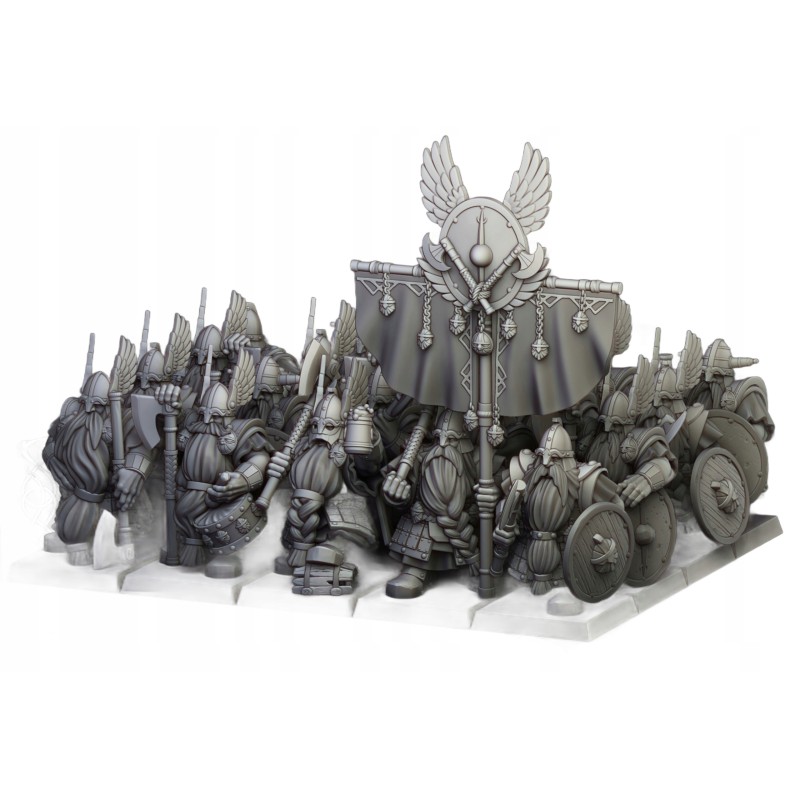 Dwarf Veterans Unit x7 + cmd - Bigusson - Druk 3d - Highlands Miniatures