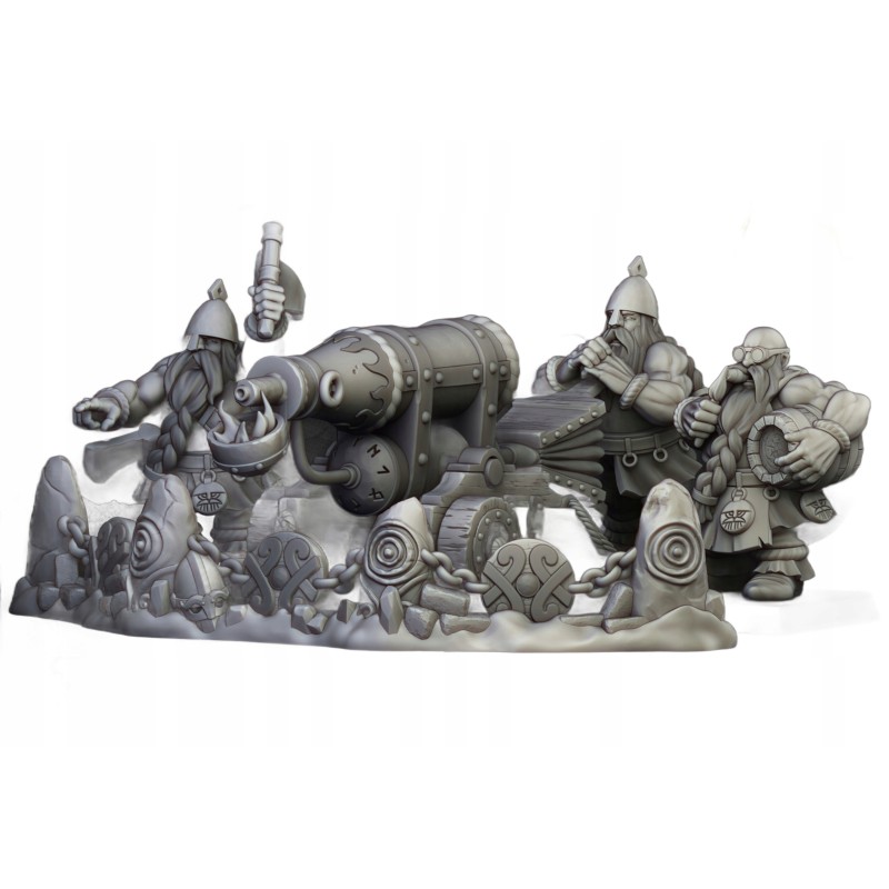 Dwarf Flamethrower + crew - Druk 3d - Highlands Miniatures