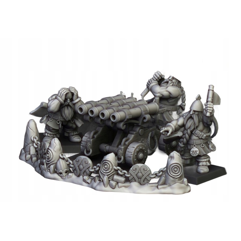 Dwarf Artillery organ gun + crew - Druk 3d - Highlands Miniatures
