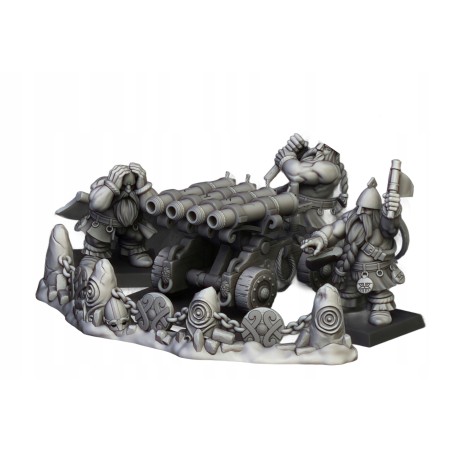 Dwarf Artillery organ gun + crew - Druk 3d - Highlands Miniatures