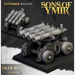 Dwarf Artillery organ gun + crew - Druk 3d - Highlands Miniatures