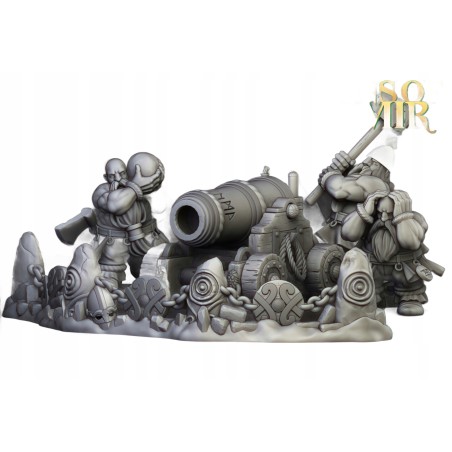Dwarf Artillery 1 + crew - Druk 3d - Highlands Miniatures