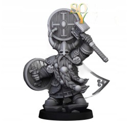 Dwarf Prince with Hammer and Shield - Druk 3d - Highlands Miniatures