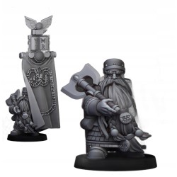 Dwarf Lord with Battle Banner - Bigusson - Druk 3d - Highlands Miniatures