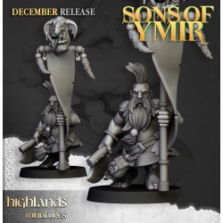 Dwarf Deathseekers x7 +cmd - Bigusson - Druk 3d - Highlands Miniatures