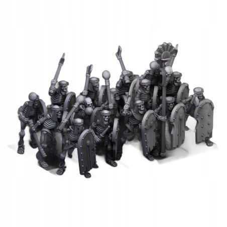 Ancient Skeletons with hand weapons x7 + command - Highlands Miniatures