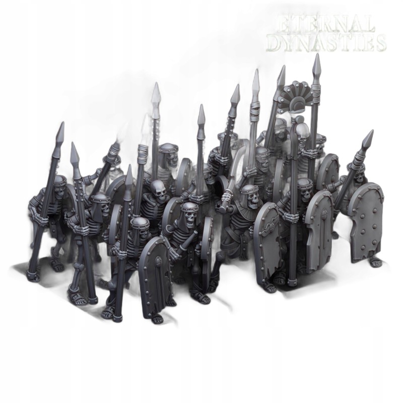 Ancient Skeletons with Spears x7 + command - Highlands Miniatures