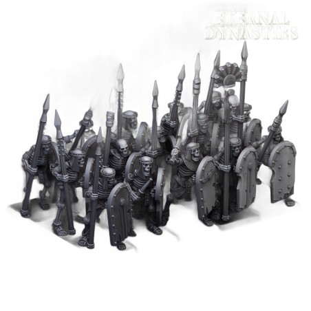 Ancient Skeletons with Spears x7 + command - Highlands Miniatures