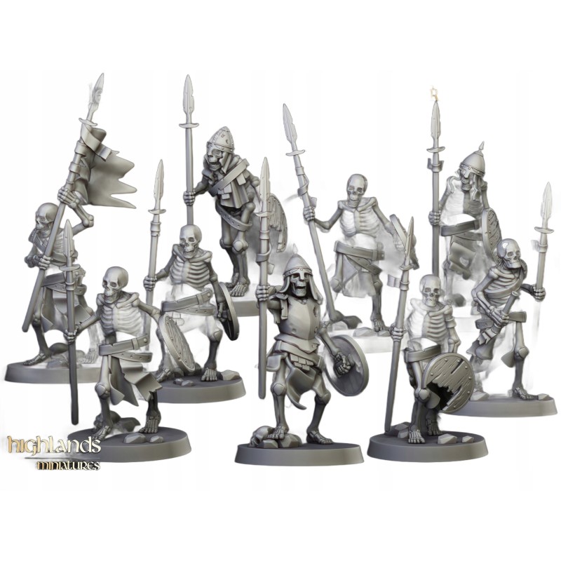 Skeleton Warriors Unit x7 + command - Bigusson - Highlands Miniatures
