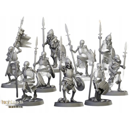 Skeleton Warriors Unit x7 + command - Bigusson - Highlands Miniatures