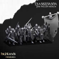 Skeletal Guard with hand weapons x 5 regular - 3d - Highlands Miniatures