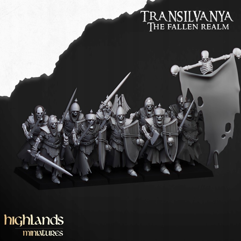 Skeletal Guard with hand weapons x 5 regular - 3d - Highlands Miniatures Skeletal Guard with hand weapons x 5 regular - 3d - Highlands Miniatures