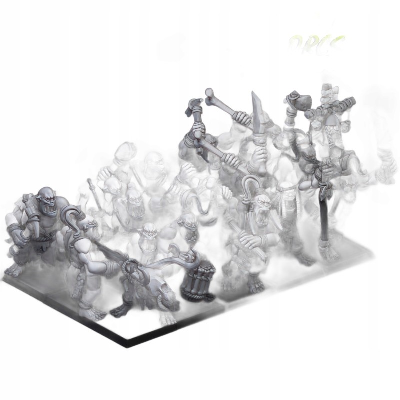 Cave Orcs with hand weapons x7 +cmd - Bigusson - Highlands Miniatures