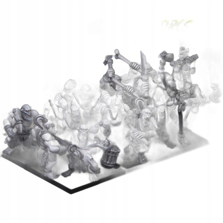 Cave Orcs with hand weapons x7 +cmd - Bigusson - Highlands Miniatures