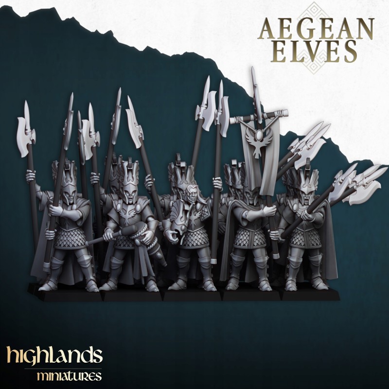 Mycenaean Guard x7 + command group - Bigusson - Highlands Miniatures