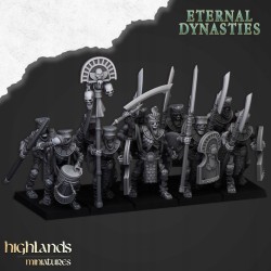 Ancient Guard with Swords x7 + cmd - Druk 3d- Highlands Miniatures
