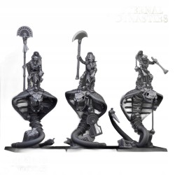 Mounted Ancient Guard on Great Snakes x 3 - Druk 3d - Highlands Miniatures
