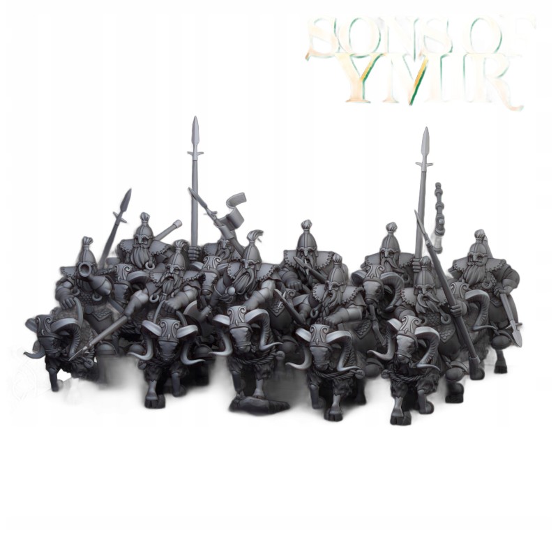 Mounted Dwarfs x7 + 3 cmd - Bigusson - Druk 3d - Highlands Miniatures