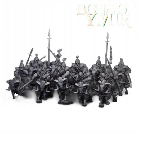 Mounted Dwarfs x7 + 3 cmd - Bigusson - Druk 3d - Highlands Miniatures