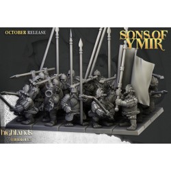 Dwarf Pikemen Unit x7 + 3 cmd - Bigusson - Druk 3d - Highlands Miniatures