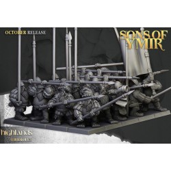Dwarf Pikemen Unit x7 + 3 cmd - Bigusson - Druk 3d - Highlands Miniatures