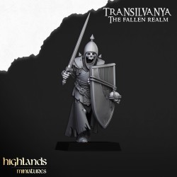 Skeletal Guard with hand weapons and shields x7 + CMD-Highlands Miniatures