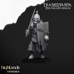 Skeletal Guard with hand weapons and shields x7 + CMD-Highlands Miniatures