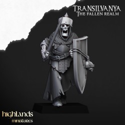 Skeletal Guard with hand weapons and shields x7 + CMD-Highlands Miniatures