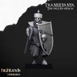 Skeletal Guard with hand weapons and shields x7 + CMD-Highlands Miniatures