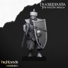 Skeletal Guard with hand weapons and shields x7 + CMD-Highlands Miniatures