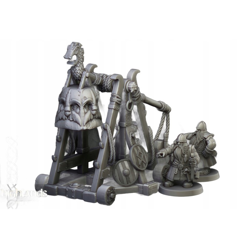 Dwarf Old Siege Engine Capatult + crew - Druk 3d - Highlands Miniatures