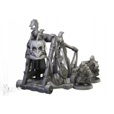 Dwarf Old Siege Engine Capatult + crew - Druk 3d - Highlands Miniatures